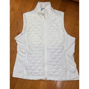 LL Bean Womens Cream Quilted Thinsulate Vest Stretch Side Panels Size S OHMS8